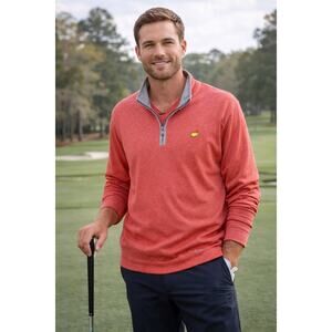 Masters Collection Long Sleeve Quarter-Zip Sweater Orange Gray XL